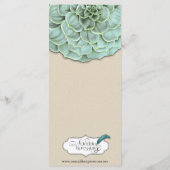 Sage Succulent Wedding Menu Menükarte (Rückseite)
