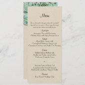 Sage Succulent Wedding Menu Menükarte (Vorne/Hinten)