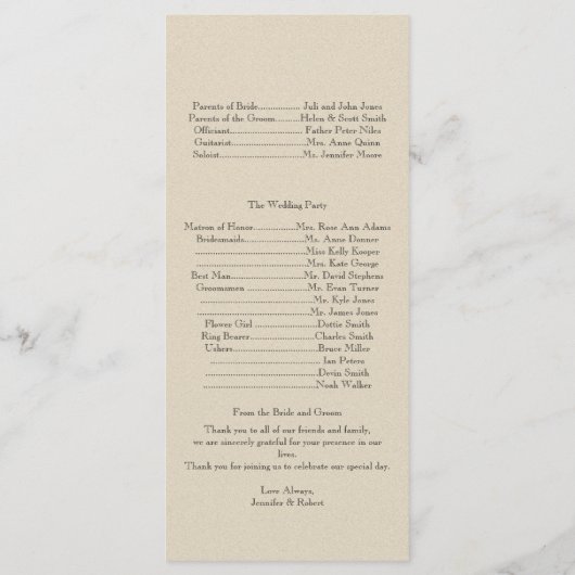 Sage Succulent Wedding Program Programm (Rückseite)