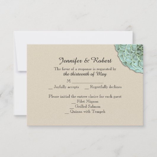 Sage Succulent Wedding Response Card RSVP Karte (Vorderseite)