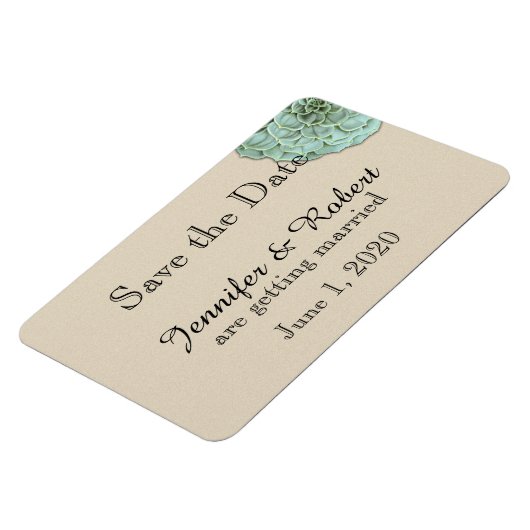 Sage Succulent Wedding Save the Date Magnet (Linke Seite)