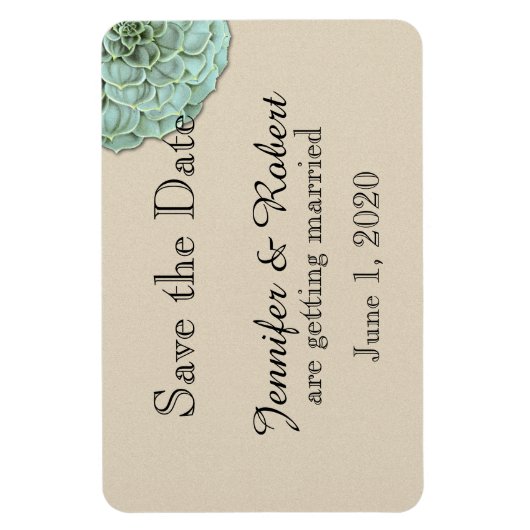 Sage Succulent Wedding Save the Date Magnet (Vertikal)