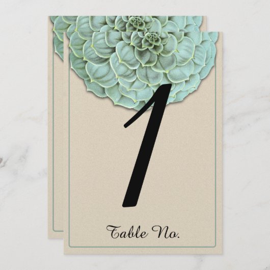 Sage Succulent Wedding Tischnummer (Vorne/Hinten)