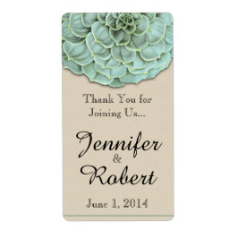 Sage Succulent Wedding Wine Label