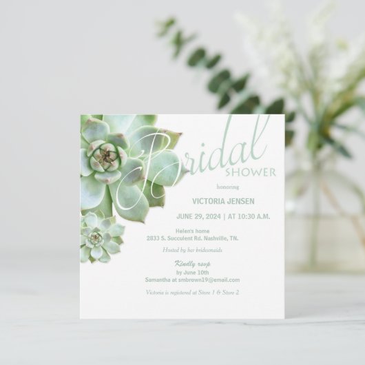 Sage Sukkulturelles Brautparty Einladung (Stehend Vorderseite)