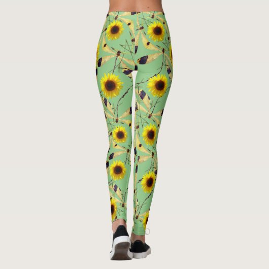 Sage Sunflower Dragenfly Leggings (Rückseite)