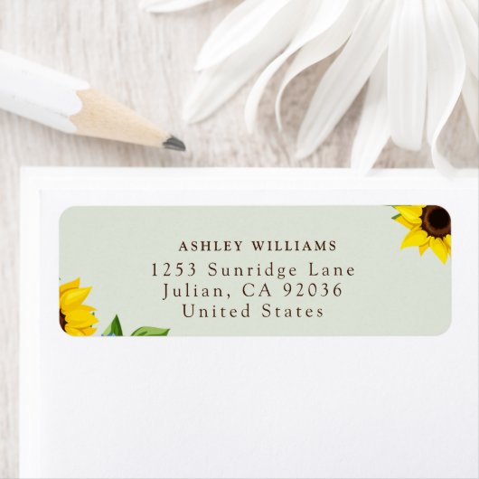 Sage Sunflower Themed Return Stickers (Insitu)