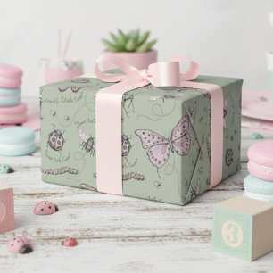 Sage Sweet Little Critter Feminine Blush Pink Geschenkpapier