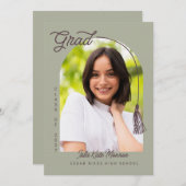 Sage Tassel Grad Announcement with Photo Einladung (Vorne/Hinten)