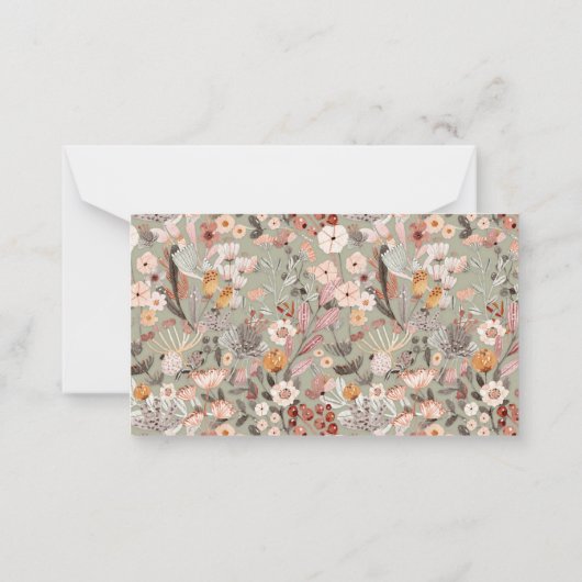 Sage Taupe Floral Boho Individuelle Name Geschenkv Mitteilungskarte (Rückseite)