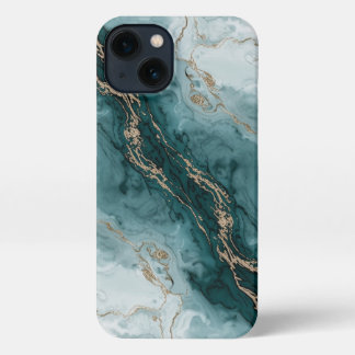 Sage Teal & Gold Marble Phone Case iPhone 13 Hülle