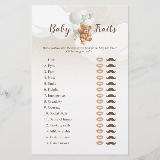 Sage Teddy Bear Baby Tracks Game Flyer (Vorne)