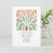 Sage & Terracotta Abstract Floral Boho Wedding Einladung (Stehend Vorderseite)