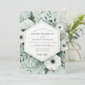 Sage Tonal Botanical Wedding Einladung (Stehend Vorderseite)