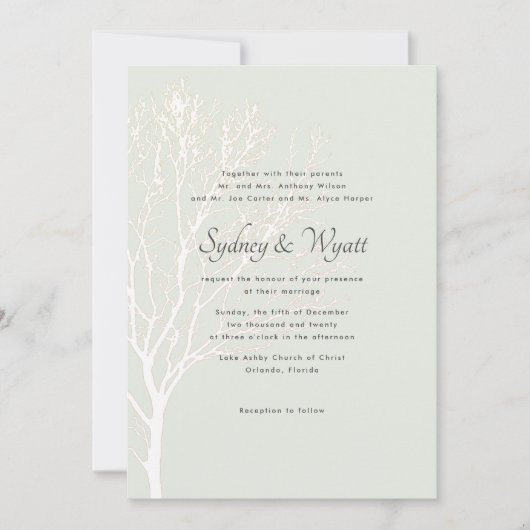 Sage Tree Eltern Names Custom Wedding Einladung (Vorderseite)