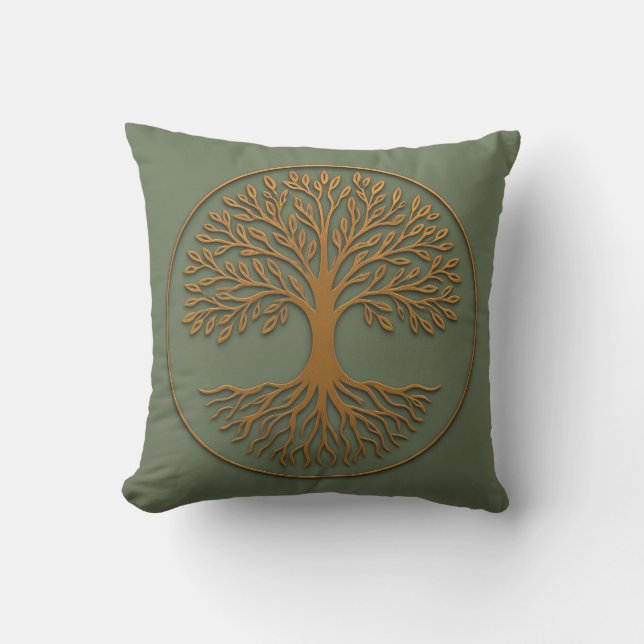 Sage Tree of Life Throw Kissen Sacred Geometry (Vorderseite)