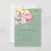 Sage Tropical Floral Botanical Wedding RSVP Karte (Vorderseite)