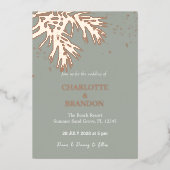 Sage Tropical Palm Blätter Hochzeit Gold Folieneinladung (Vorderseite)
