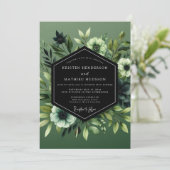 Sage Umbral Botanical Wedding Einladung (Stehend Vorderseite)