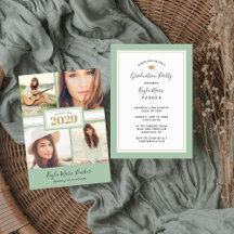 Sage und Gold | 4 Foto Abschluss Einladung