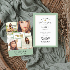 Sage und Gold | 4 Foto Abschluss Einladung