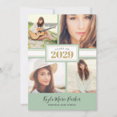 Sage und Gold | 4 Foto Abschluss Einladung (Vorderseite)