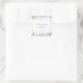Sage und Lilac Floral Vielen Dank Quadratischer Aufkleber (Tasche)