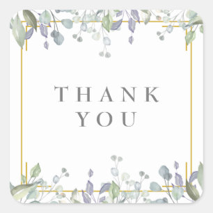 Sage und Lilac Floral Vielen Dank Quadratischer Aufkleber