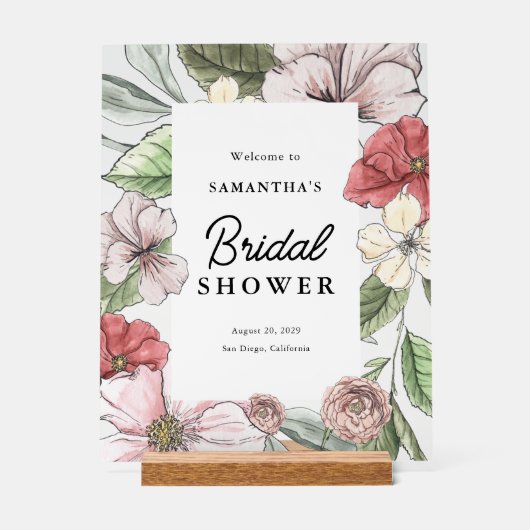 Sage und Rosa Brautparty willkommen Acrylschild (Vorderseite)