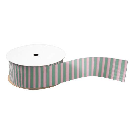 Sage und Rosa Ombre Thin Stripe Grosgrain Ribbon Ripsband (Spule)