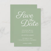 Sage und White Elegante Kalligraphie Save the Date Einladung (Vorne/Hinten)