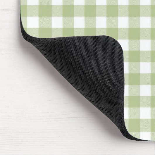 Sage und White Gingham Mousepad (Ecke)