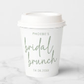 Sage und White Minimalistisch Script Bridal Brunch Pappbecher (Vorderseite)