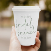Sage und White Minimalistisch Script Bridal Brunch Pappbecher