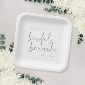Sage und White Minimalistisch Script Bridal Brunch Pappteller