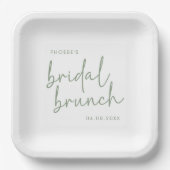 Sage und White Minimalistisch Script Bridal Brunch Pappteller (Vorderseite)