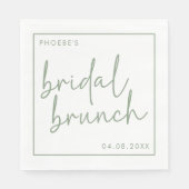 Sage und White Minimalistisch Script Bridal Brunch Serviette (Vorderseite)