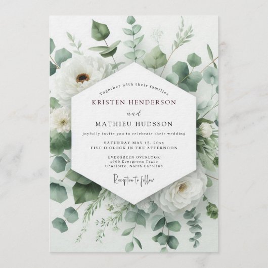 Sage Verdant Eucalyptus Hochzeit Einladung (Vorderseite)