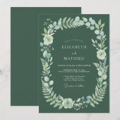 Sage Verdant Kranz Hochzeit Einladung (Vorne/Hinten)