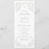 Sage Vintag Blüh Monogram Wedding Program Menükarte (Vorderseite)