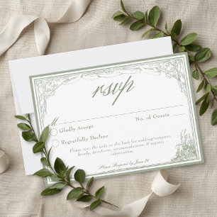 Sage Vintage Botanischer Trellis-Bogen Hochzeit QR RSVP Karte
