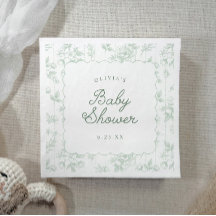 Sage Vintage Floral Toile geschwungene Babyparty