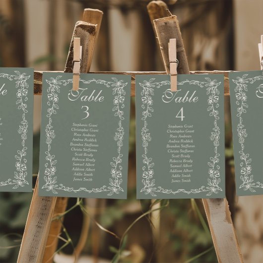 Sage Vintage Hochzeit Sitzplan Schild Karten