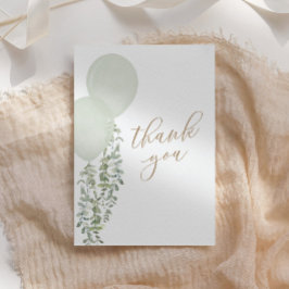 Sage Watercolor Ballon Twin Boys Babydusche Dankeskarte