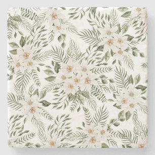 Sage Watercolor Blumenmuster Steinoptische Unterse Steinuntersetzer
