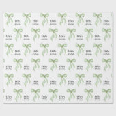 Sage Watercolor Bow Personalisiertes Brautparty Geschenkpapier (Flach)
