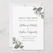 Sage Watercolor Eucalyptus QR Code Hochzeit Save The Date (Vorderseite)