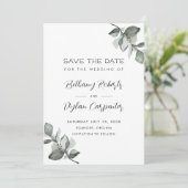 Sage Watercolor Eucalyptus QR Code Hochzeit Save The Date (Stehend Vorderseite)
