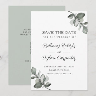 Sage Watercolor Eukalyptus QR-Code Hochzeit Save The Date