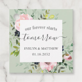 Sage Watercolor Floral Forever fängt morgen an Geschenkanhänger